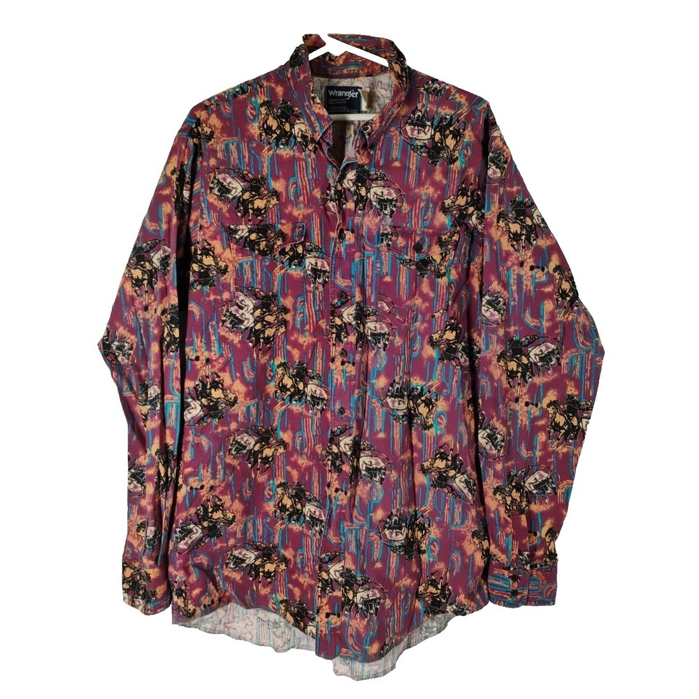 Wrangler Mens 17 x 37 (XL) Cowboy Cut Tall Fit Long Tail Rodeo‎ Roping Shirt